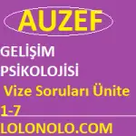 Gelişim Psikolojisi Vize Soruları Ünite 1-7 çıkmış Sorular– Auzef çocuk