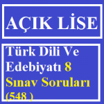 Türk Dili Ve Edebiyatı 8 Sınav Soruları (548 )