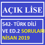 Açık Lise Türk Dili Ve Edebiyatı - Sınav Soruları (542 )