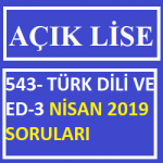 Açık Lise Türk Dili Ve Edebiyatı - Sınav Soruları (543 )