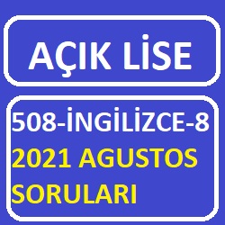 508-İngilizce-8 Agustos 2021 Soruları