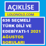 636 Seçmeli Türk Dili ve Edebiyatı 1