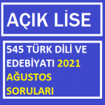Türk Dili ve Edebiyatı 5 (545) SORULARI