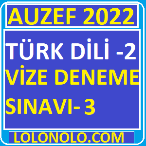 Auzef Türk Dili 2 Vize Deneme Sınavı 3