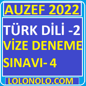 Auzef Türk Dili 2 Vize Deneme Sınavı 4