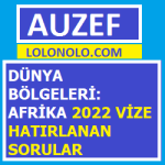 Dünya Bölgeleri Afrika 2022 Vize Hatırlanan Sorular