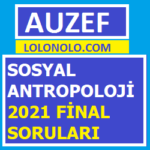 Sosyal Antropoloji 2021 Final Soruları