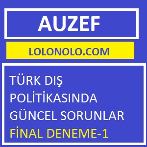 Türk Dış Politikasında Güncel Sorunlar Final Deneme-1