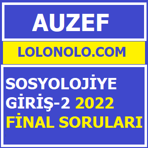 Sosyolojiye Giriş-2 2022 Final Soruları