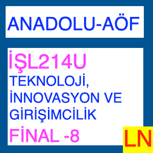 İŞL214U Teknoloji, İnnovasyon ve Girişimcilik Final Deneme Sınavı -8