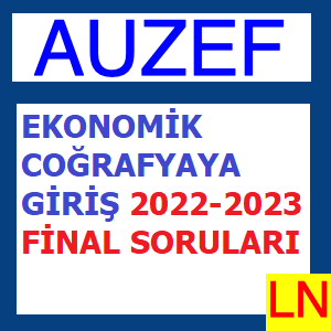 Ekonomik Coğrafyaya Giriş 2022-2023 Final Soruları