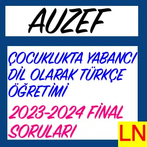 Çocuklukta Yabancı Dİl Olarak Türkçe Öğretimi 2023-2024 Final Soruları