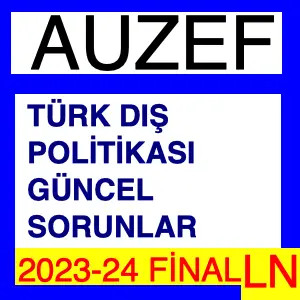 Türk Dış Politikasında Güncel Sorunlar 2023-2024 Final Soruları