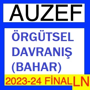 Örgütsel Davranış (Bahar) 2023-2024 Final Soruları