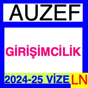 Girişimcilik 2024-2025 Vize Soruları (Güz)