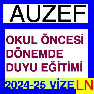 Okul Öncesi Dönemde Duyu Eğitimi 2024-2025 Vize Soruları