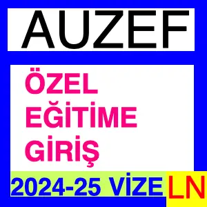 Özel Eğitime Giriş 2024-2025 Vize Soruları