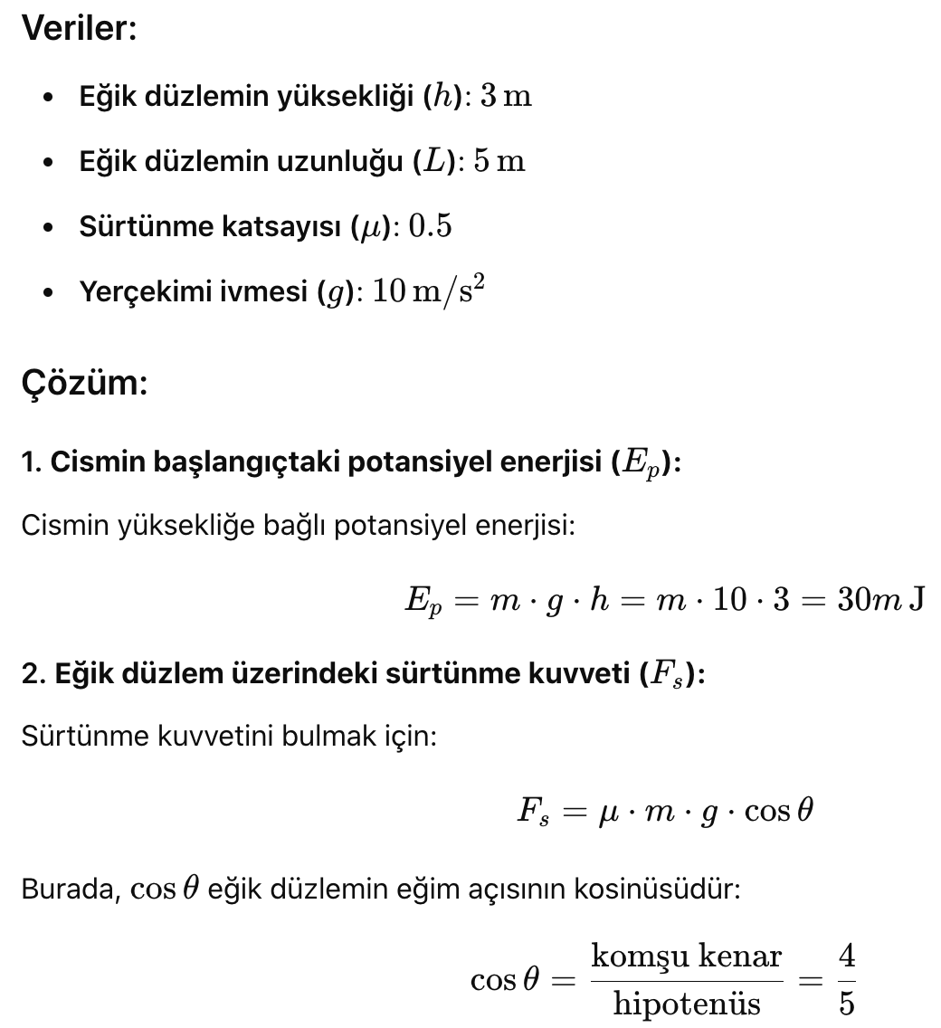 Temel Fizik Soru 7 Çözüm