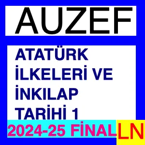 Atatürk İlkeleri ve İnkılap Tarihi-1 2024-2025 Final Soruları