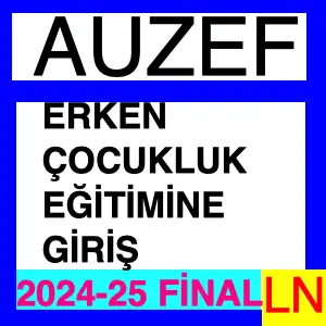 Erken Çocukluk Eğitimine Giriş 2024-2025 Final Soruları