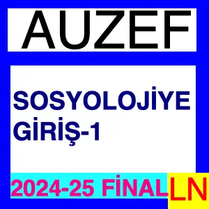 Sosyolojiye Giriş -1 2024-2025 Final Soruları