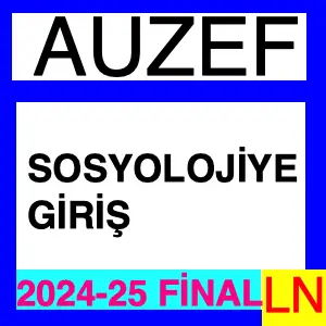 Sosyolojiye Giriş 2024-2025 Final Soruları